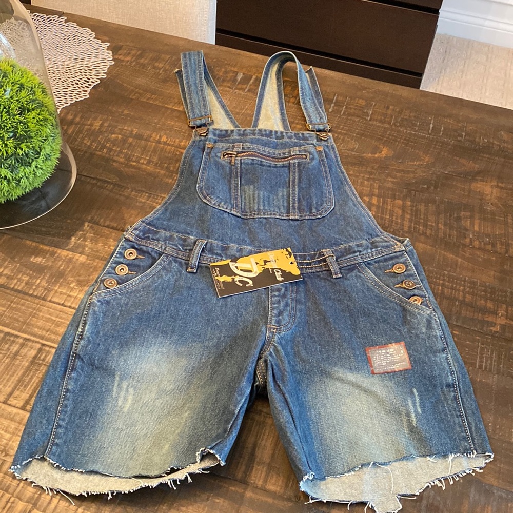 🍁🔥 NWT! Jean Bib Overall Shorts! - Picture 1 of 5